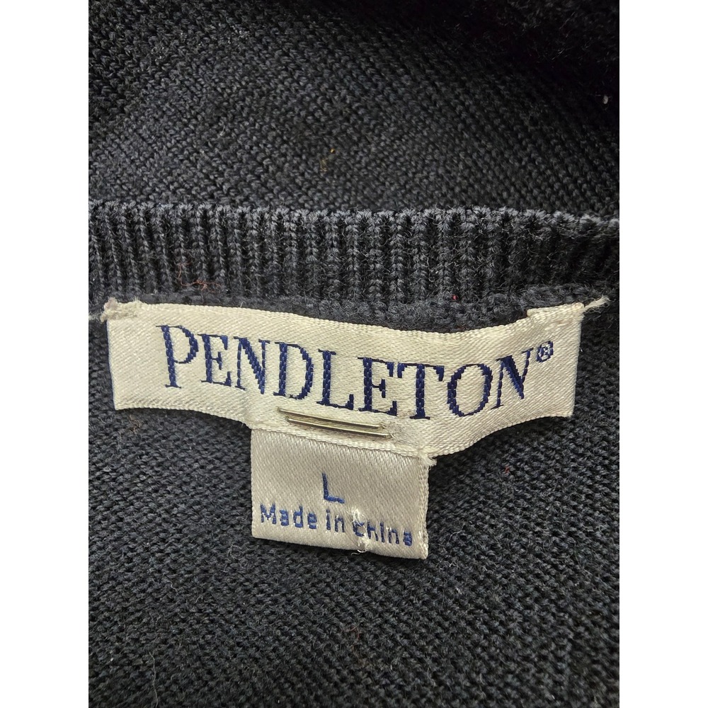 Pendleton Argyle Cardigan Merino Wool L Preppy Old Money Dark‎ Academia Classic - Picture 2 of 9
